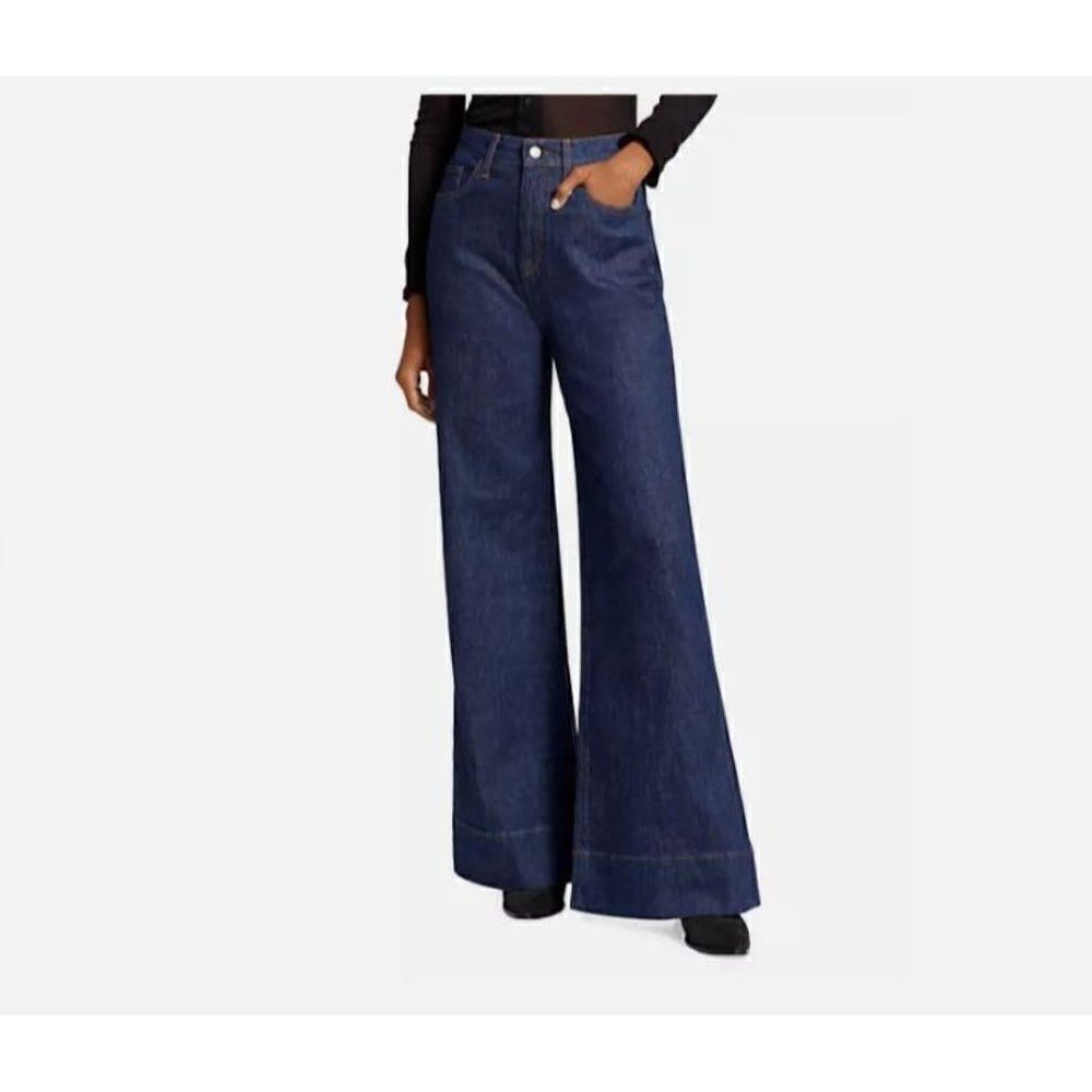 Triarchy Womens Ms. Onassis High-Rise Wide-Leg Jeans Dark Indigo Sz 24 New